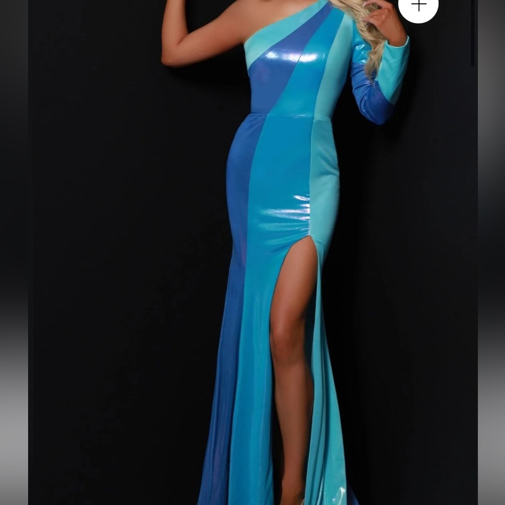 Johnathan Kayne Multi-color One-Shoulder Prom Dress